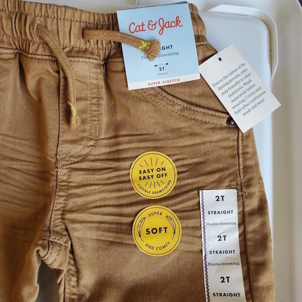 Cat & Jack Pants Boy's Girl's Size 2T Straight School Approved Khaki Pants New